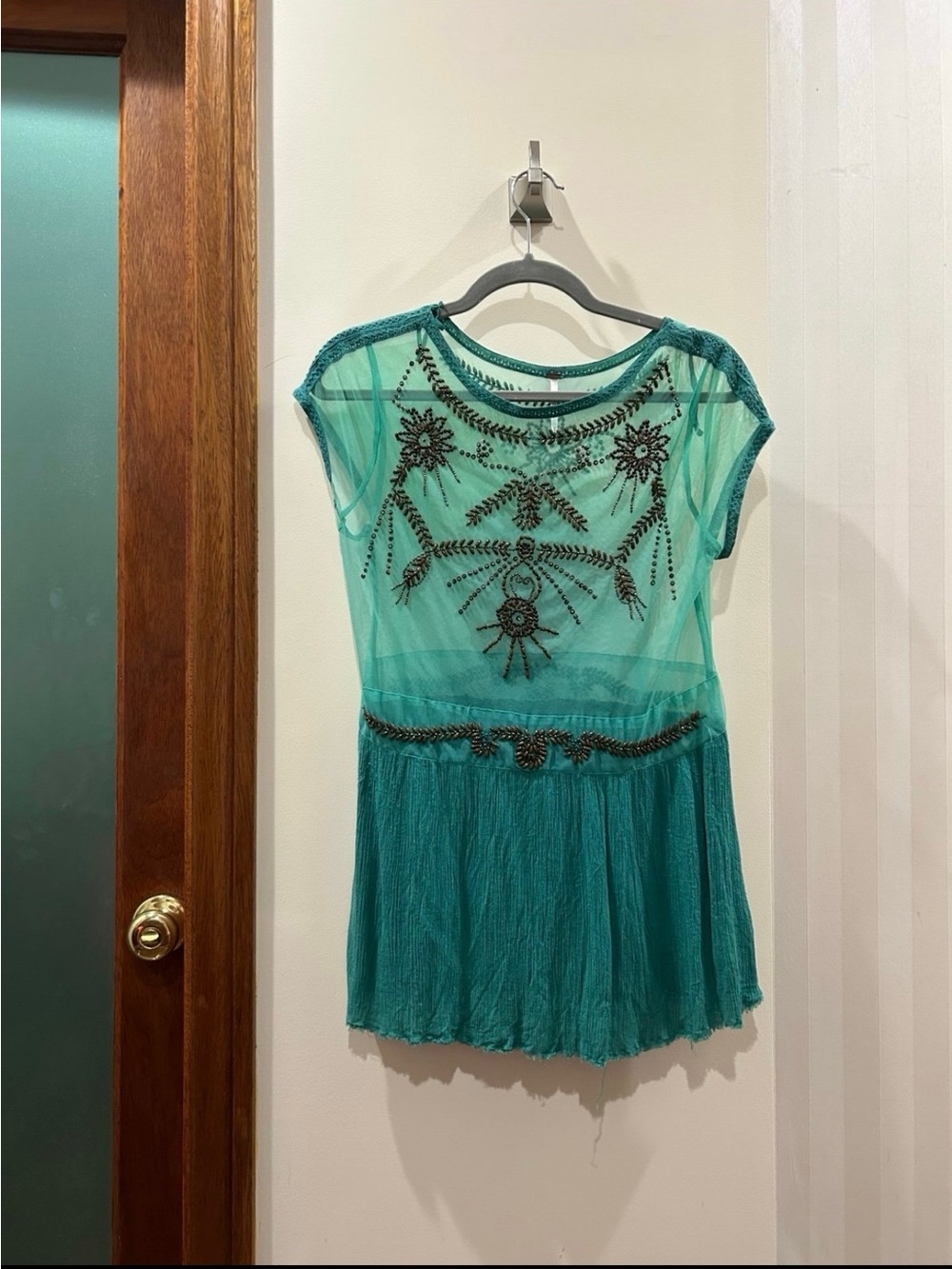 Free people teal stretchy blouse